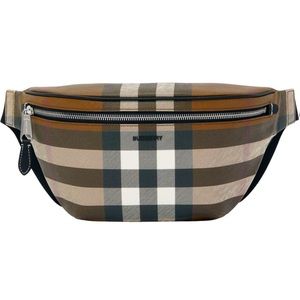 Burberry Cason Check & Canvas Leather Belt Bag